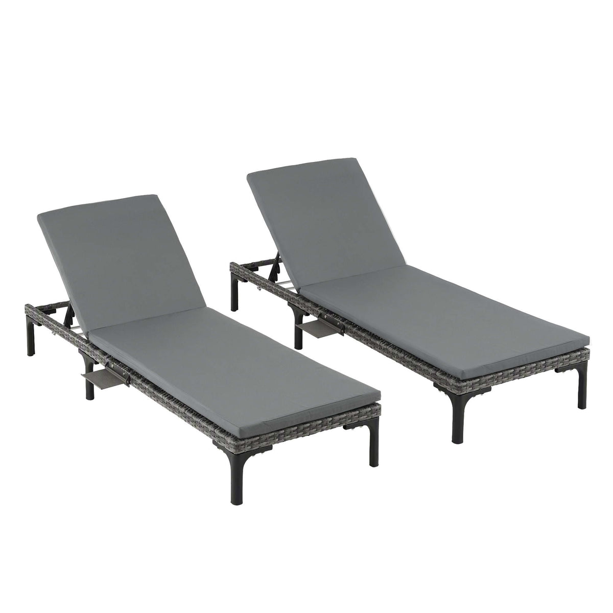 Gardeon 2PC Sun Lounger PE Rattan Recliners with Cup Holder Cushion Rain Cover-Furniture > Outdoor > Outdoor Chairs-PEROZ Accessories