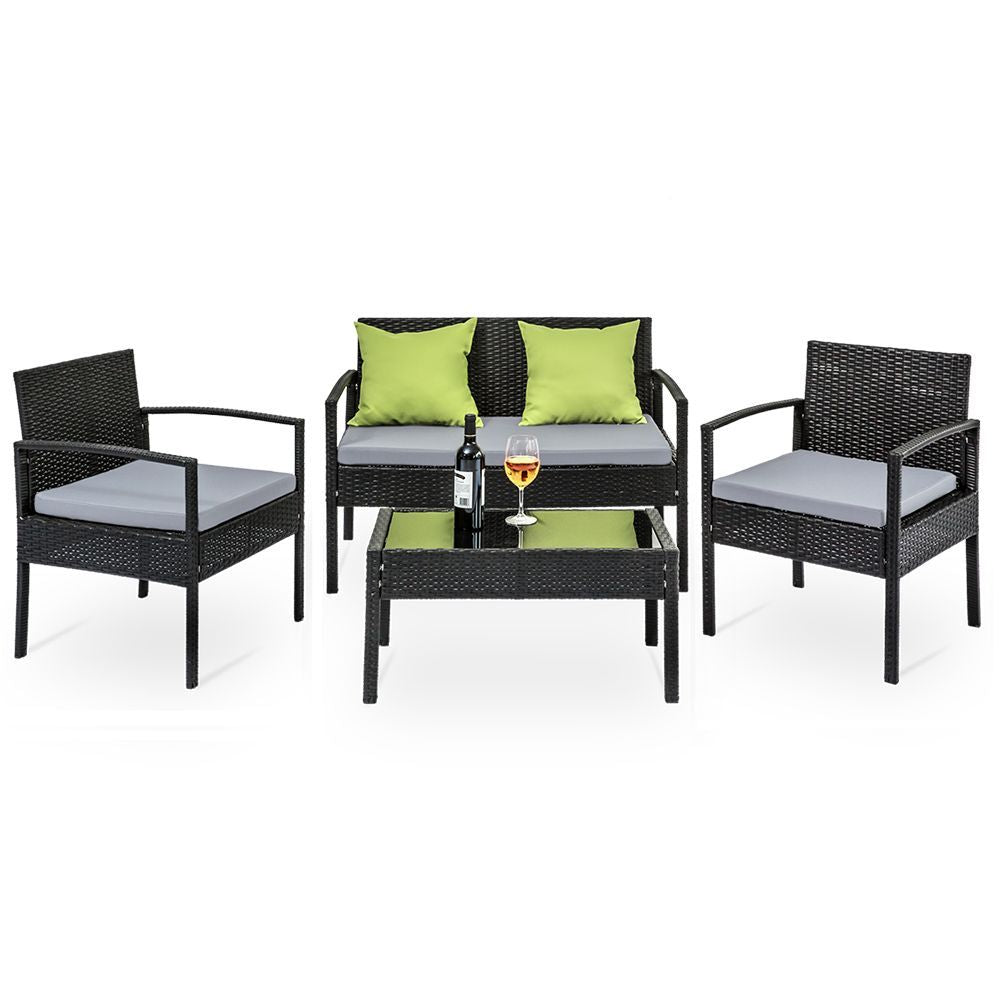 Gardeon Outdoor Sofa Set Wicker Lounge Setting Table and Chairs Patio Furniture-Furniture > Outdoor-PEROZ Accessories