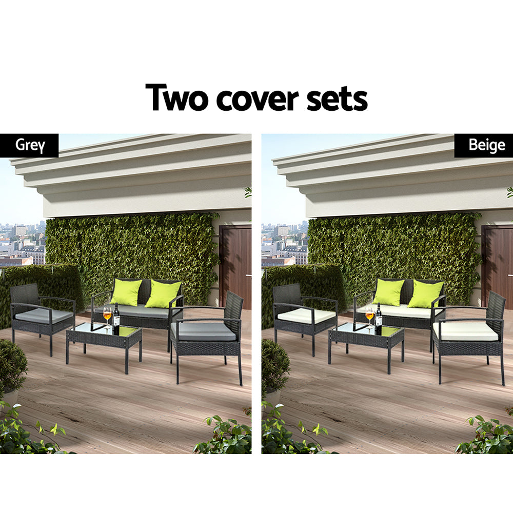 Gardeon Outdoor Sofa Set Wicker Lounge Setting Table and Chairs Patio Furniture-Furniture > Outdoor-PEROZ Accessories
