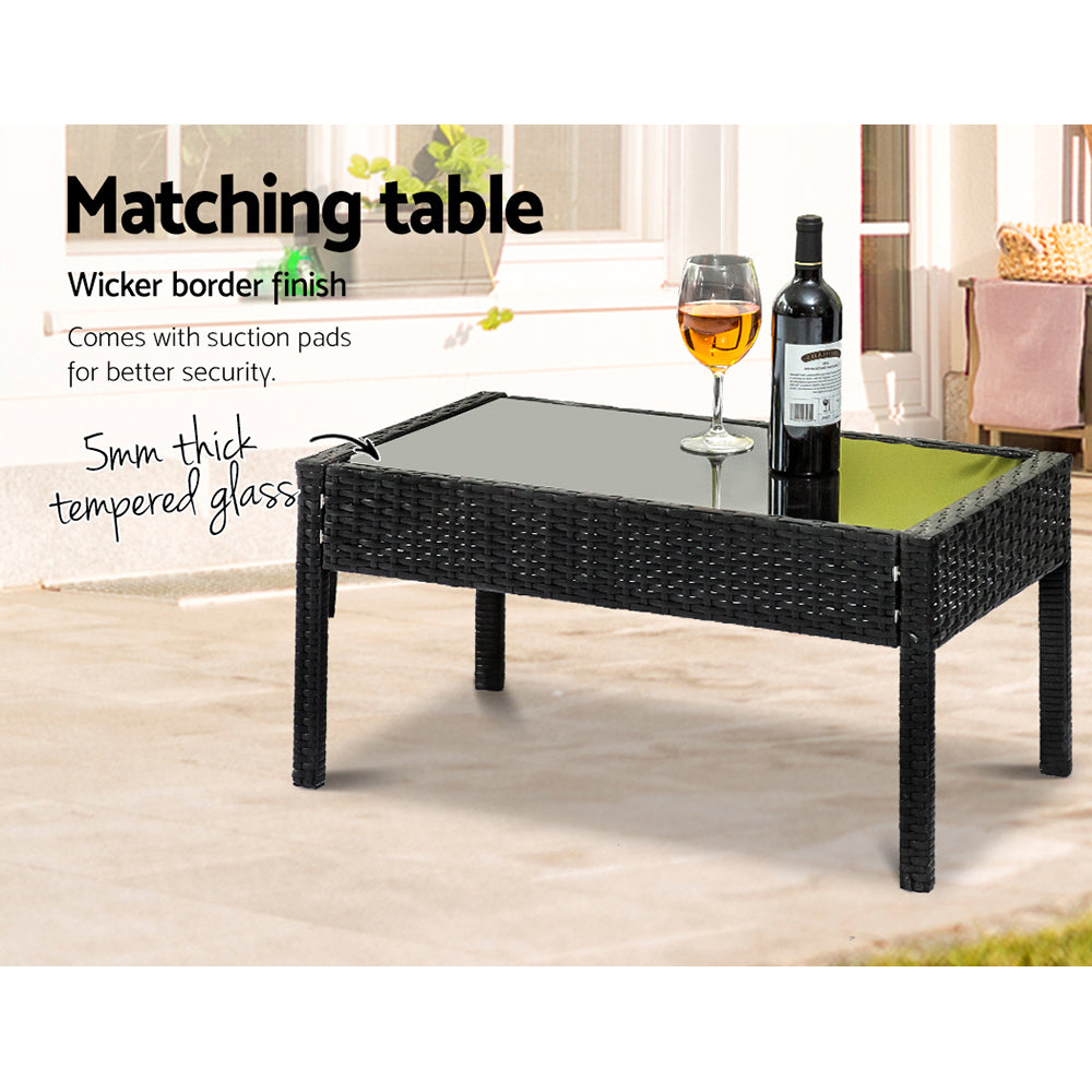 Gardeon Outdoor Sofa Set Wicker Lounge Setting Table and Chairs Patio Furniture-Furniture > Outdoor-PEROZ Accessories