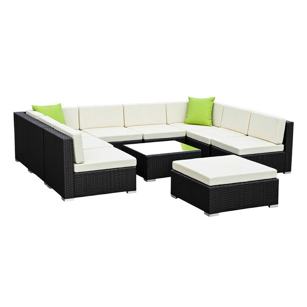 Gardeon 10-Piece Outdoor Sofa Set Wicker Couch Lounge Setting Cover-Outdoor Sofa Sets-PEROZ Accessories
