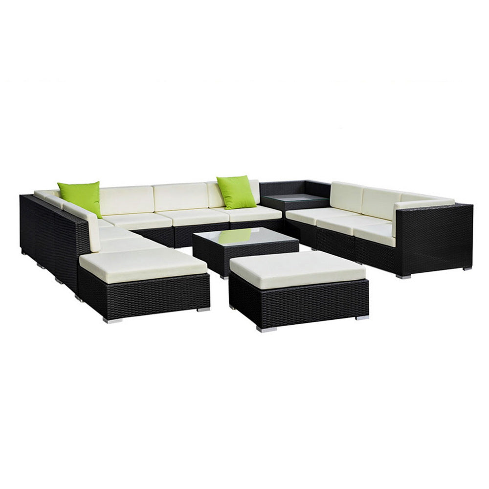 Gardeon 13-Piece Outdoor Sofa Set Wicker Couch Lounge Setting Cover-Outdoor Sofa Sets-PEROZ Accessories