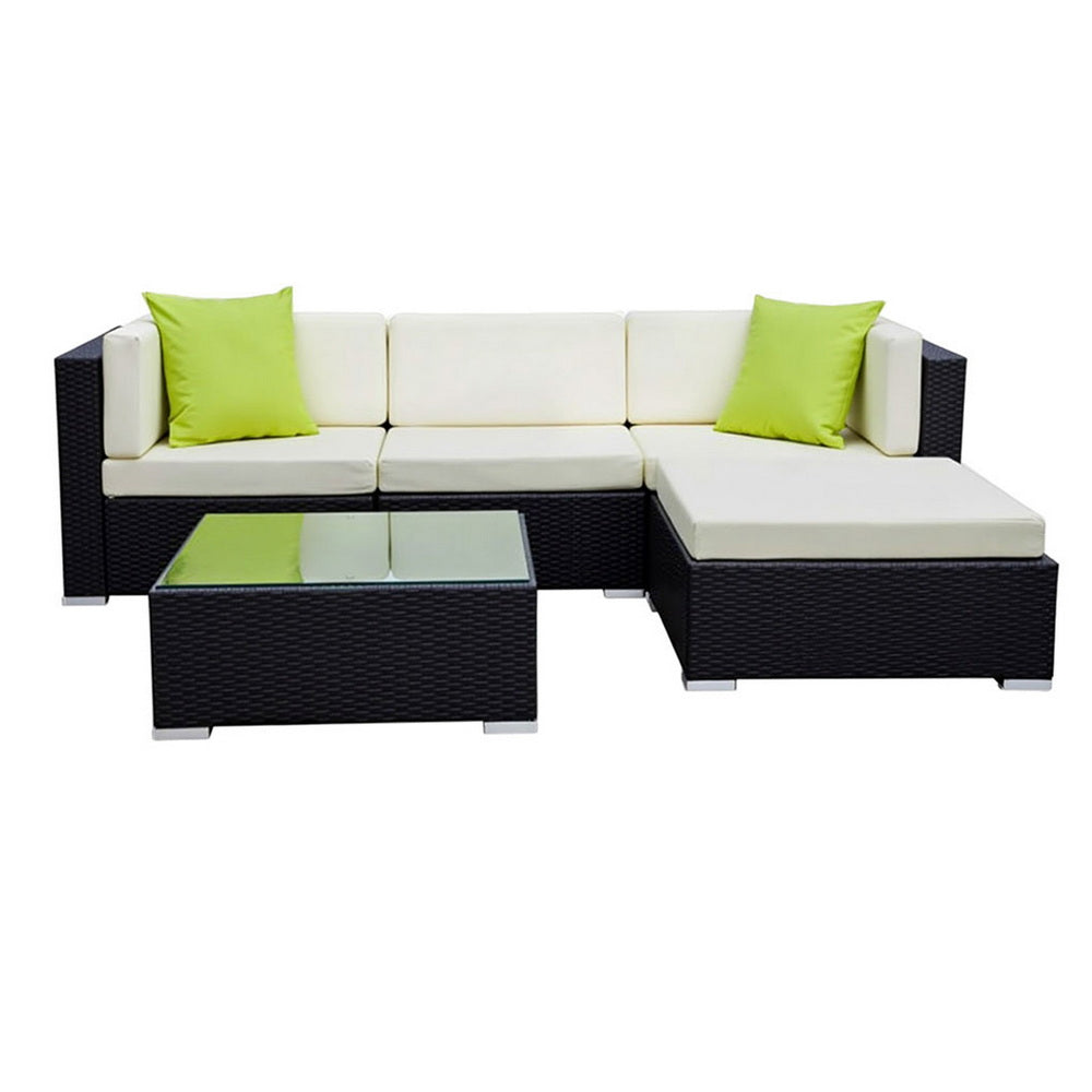 Gardeon 5-Piece Outdoor Sofa Set Wicker Couch Lounge Setting Cover-Outdoor Sofa Sets-PEROZ Accessories