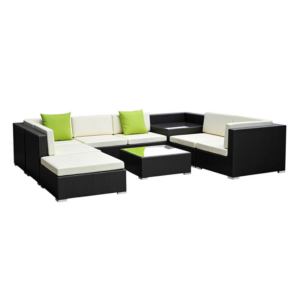 Gardeon 9-Piece Outdoor Sofa Set Wicker Couch Lounge Setting Cover-Outdoor Sofa Sets-PEROZ Accessories
