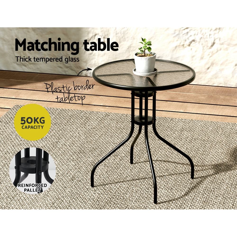 Gardeon 5PC Bistro Set Outdoor Table and Chairs Stackable Outdoor Furniture Black-Outdoor Bistro Sets-PEROZ Accessories