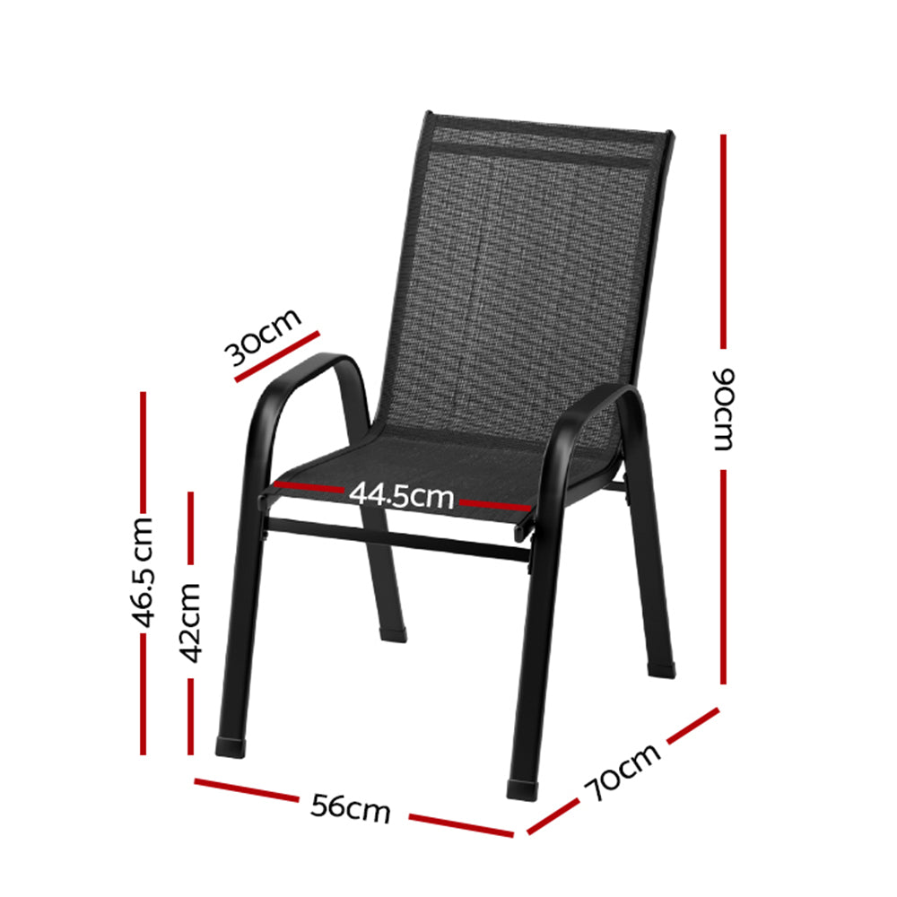 Gardeon 2PC Outdoor Dining Chairs Stackable Lounge Chair Patio Furniture Black-Outdoor Chairs-PEROZ Accessories