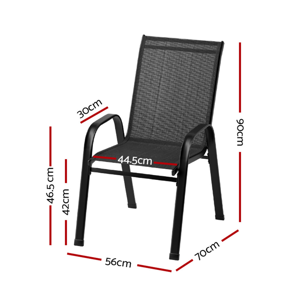 Gardeon 4PC Outdoor Dining Chairs Stackable Lounge Chair Patio Furniture Black-Outdoor Chairs-PEROZ Accessories