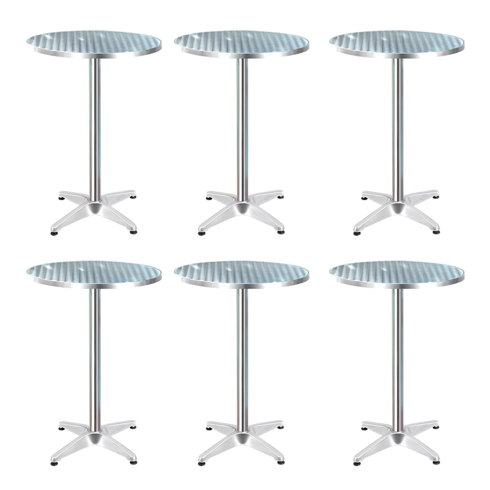 Gardeon Set of 6 Outdoor Bar Table Aluminium Round 70/110CM-Outdoor Tables-PEROZ Accessories