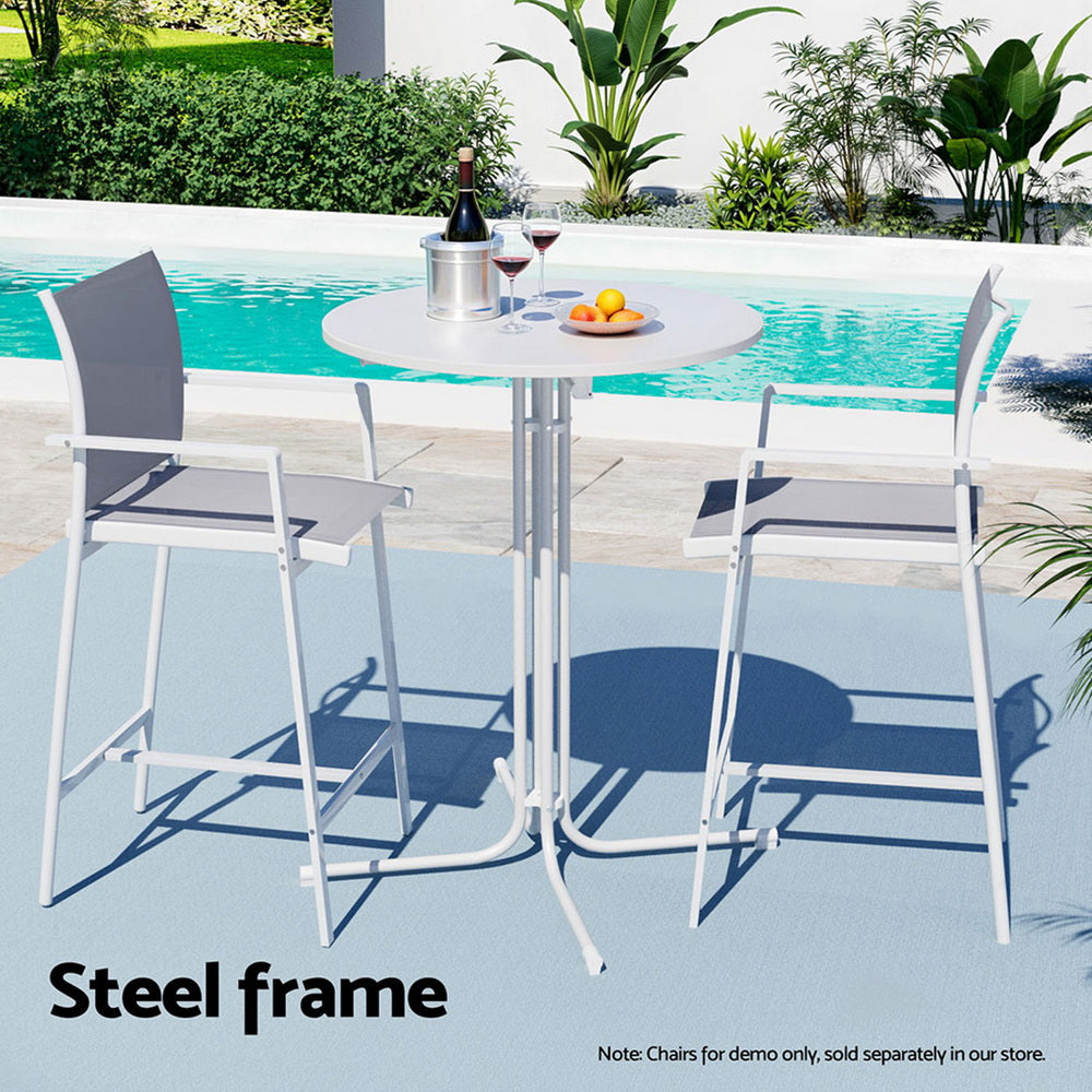 Gardeon Outdoor Bar Table Round Folding Desk Top 109cm Patio Furniture White-Furniture > Bar Stools & Chairs > Table & Bar Stools-PEROZ Accessories