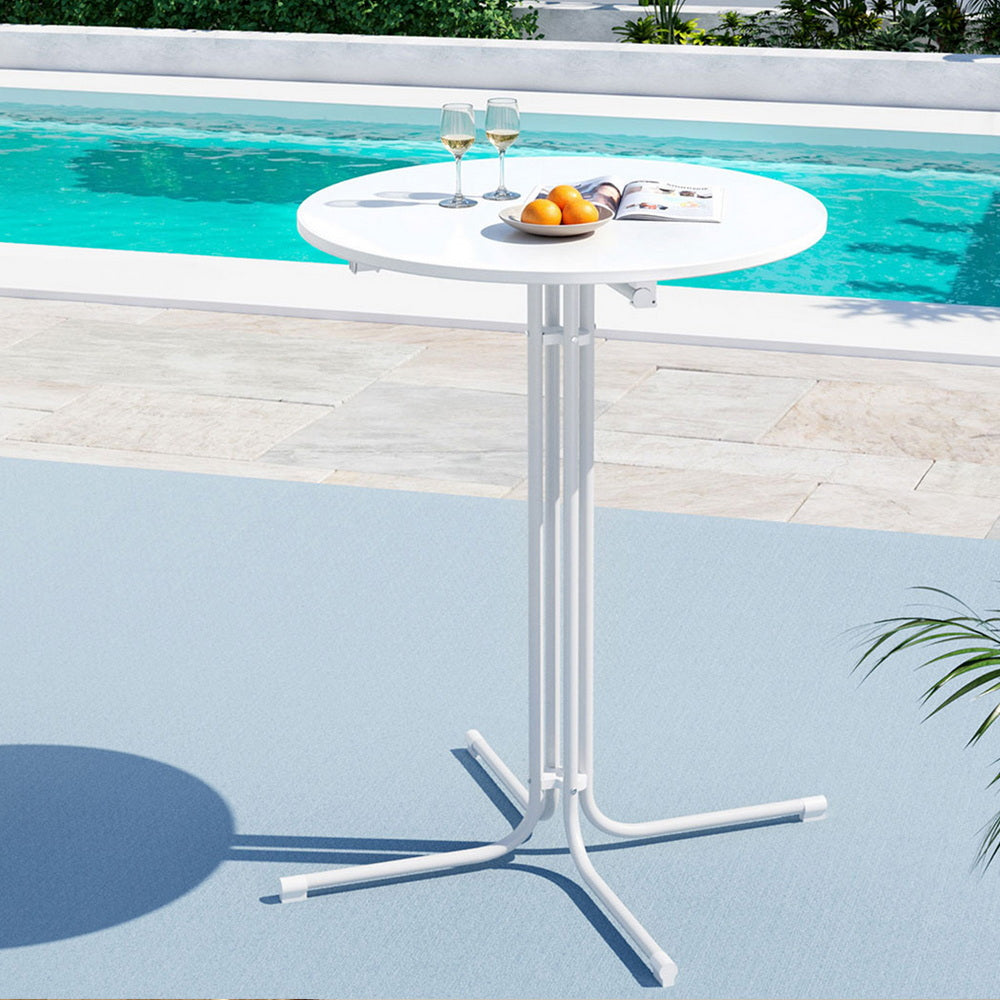 Gardeon Outdoor Bar Table Round Folding Desk Top 109cm Patio Furniture White-Furniture > Bar Stools & Chairs > Table & Bar Stools-PEROZ Accessories
