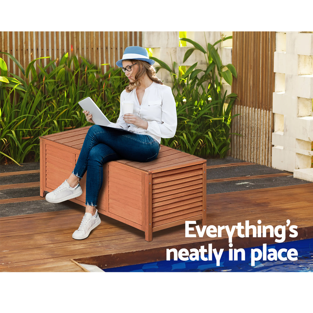 Gardeon Outdoor Storage Bench Box 210L Wooden Patio Furniture Garden Chair Seat-Outdoor Storage Boxes-PEROZ Accessories