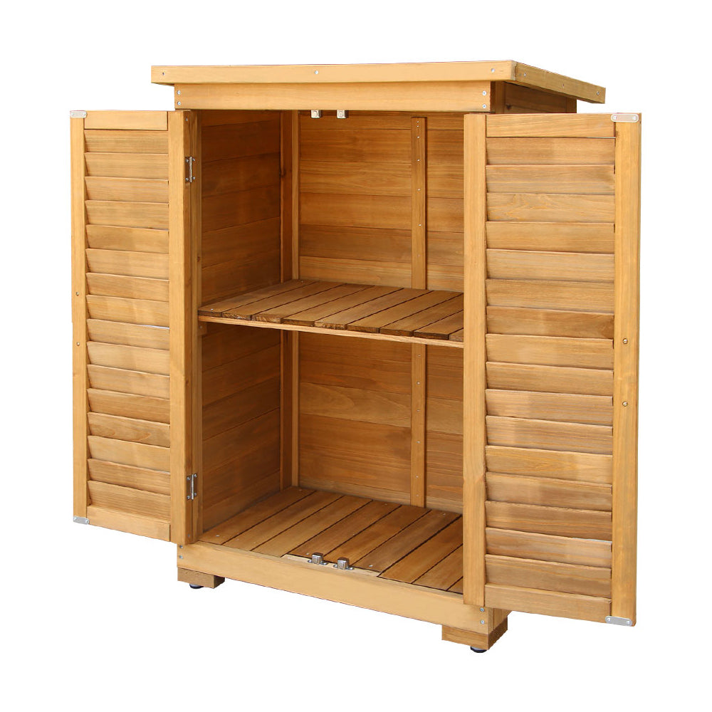 Gardeon Portable Wooden Garden Storage Cabinet-Outdoor Storage Cabinets-PEROZ Accessories