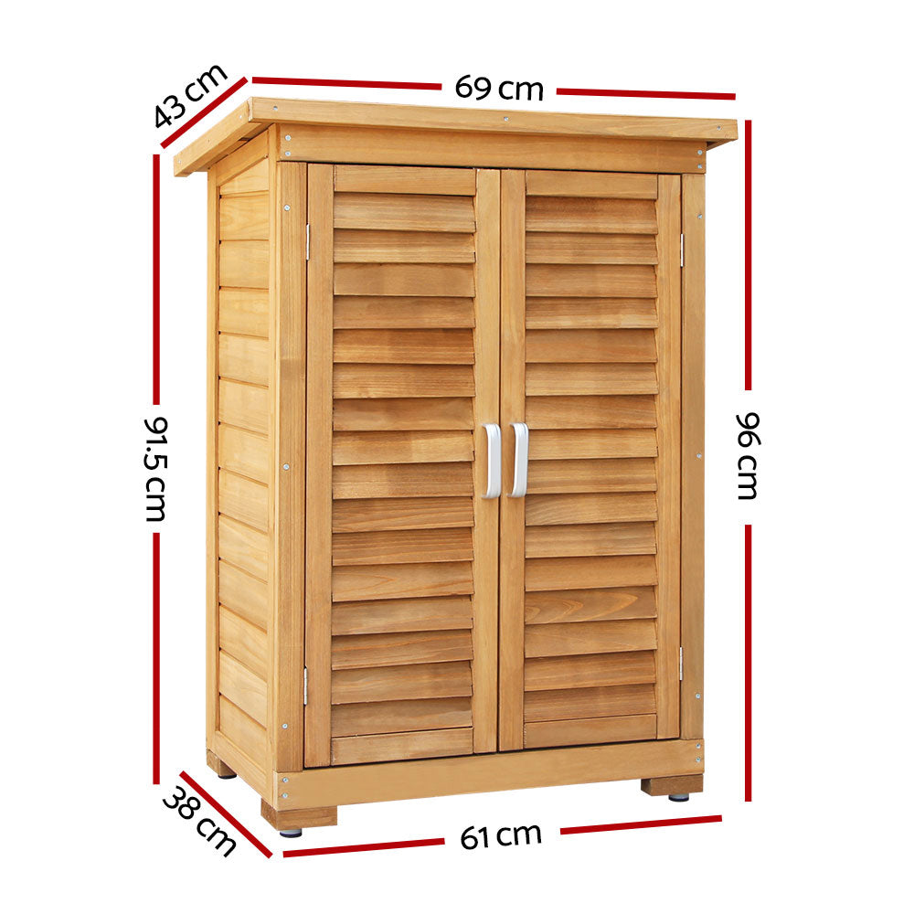Gardeon Portable Wooden Garden Storage Cabinet-Outdoor Storage Cabinets-PEROZ Accessories