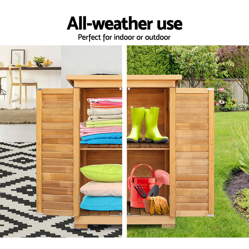 Gardeon Portable Wooden Garden Storage Cabinet-Outdoor Storage Cabinets-PEROZ Accessories