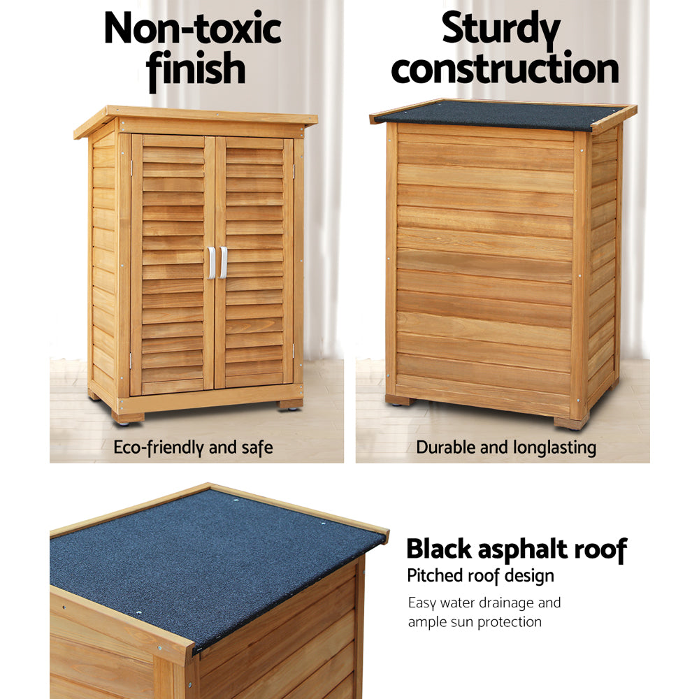 Gardeon Portable Wooden Garden Storage Cabinet-Outdoor Storage Cabinets-PEROZ Accessories