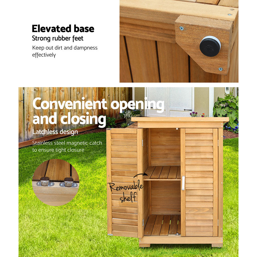Gardeon Portable Wooden Garden Storage Cabinet-Outdoor Storage Cabinets-PEROZ Accessories