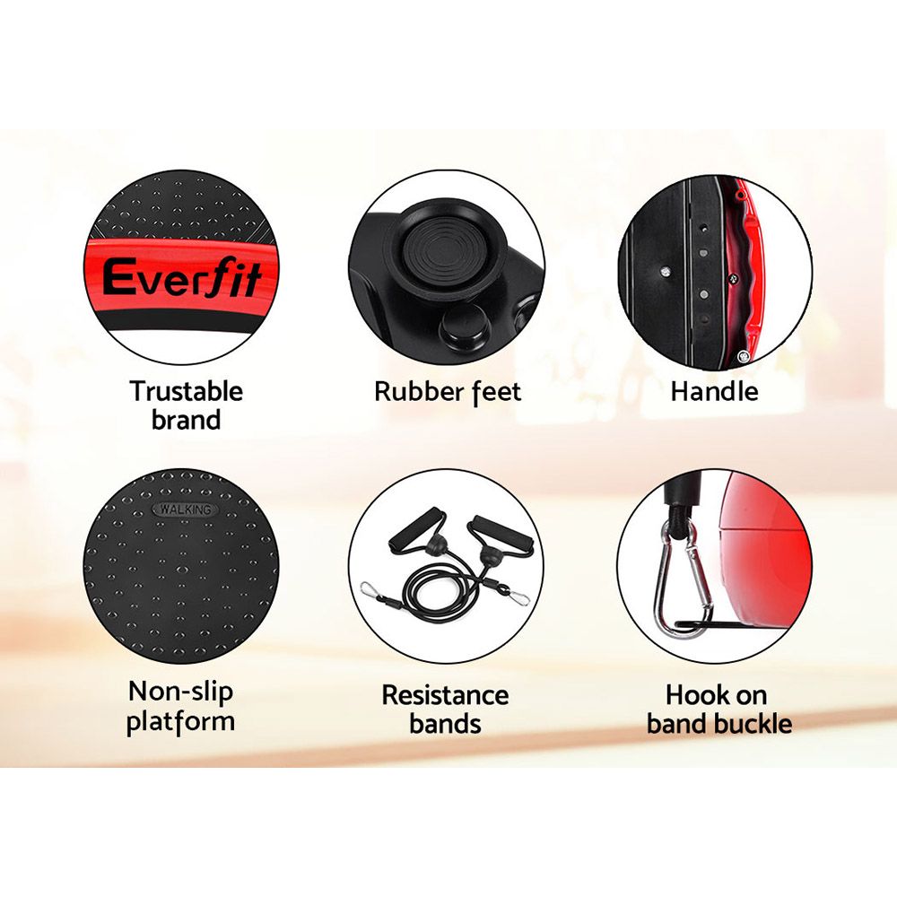 Everfit Vibration Machine Platform Vibrator Resistance Rope Home Fitness Red-Sports & Fitness > Fitness Accessories-PEROZ Accessories