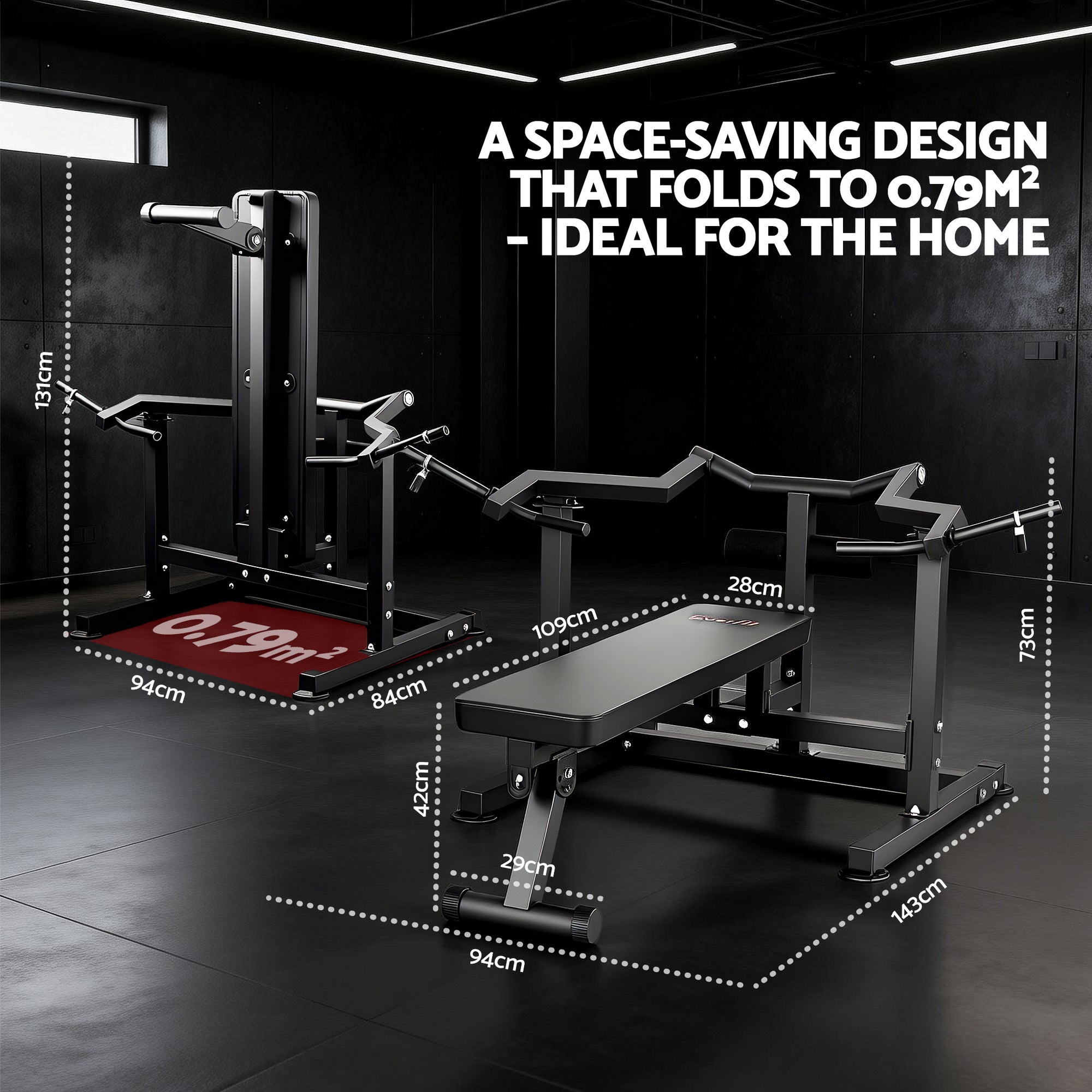 Everfit Chest Press Machine Home Gym Equipment Folding Workout Bench with Independent Arms Black-Sports & Fitness > Exercise, Gym & Fitness > Gym Equipment & Accessories-PEROZ Accessories