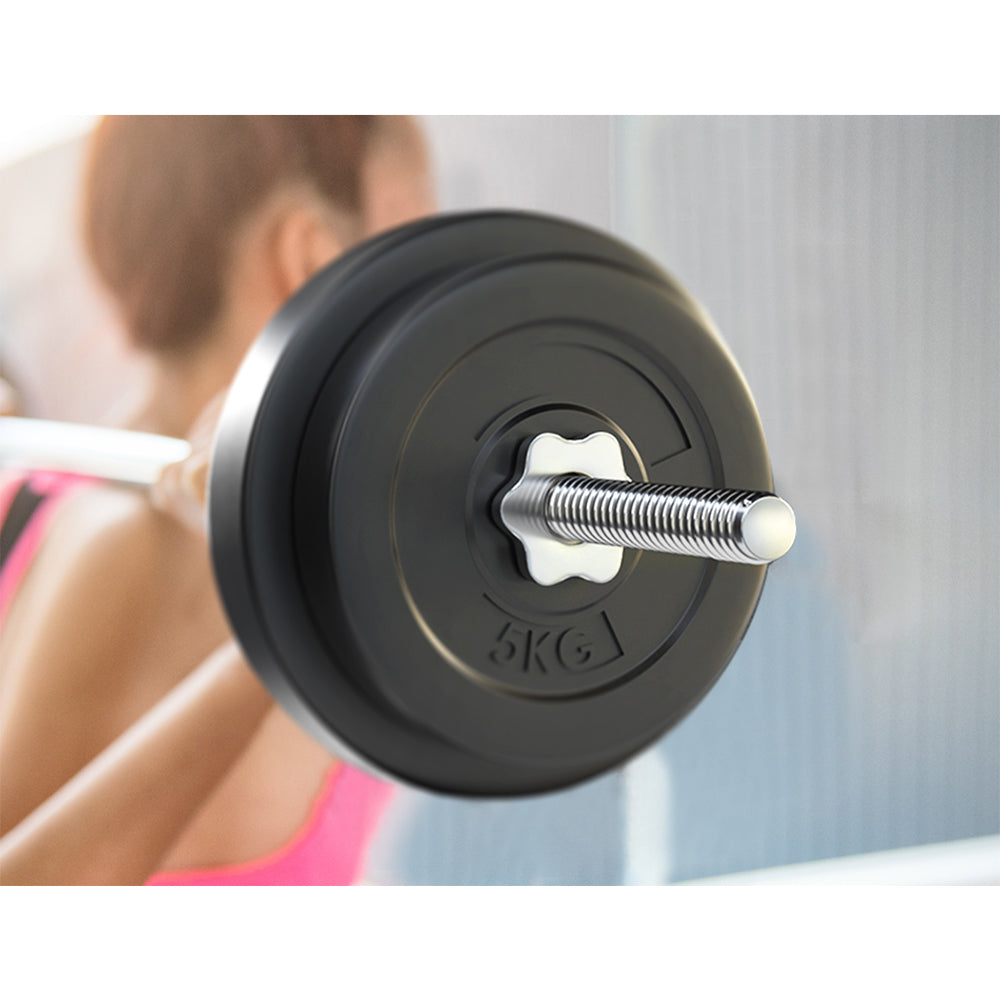 Everfit 38kg Barbell Set Weight Plates Bar Lifting Bench 168cm-Sports & Fitness > Exercise, Gym & Fitness > Exercise Benches-PEROZ Accessories