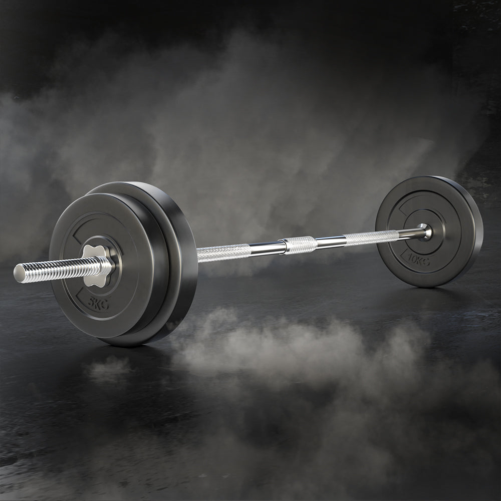 Everfit 38kg Barbell Set Weight Plates Bar Lifting Bench 168cm-Sports & Fitness > Exercise, Gym & Fitness > Exercise Benches-PEROZ Accessories