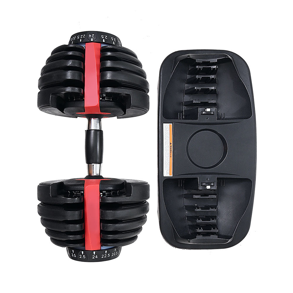 Everfit 24kg Dumbbells Adjustable Dumbbell Weight Plates Home Gym 2pcs-Sports & Fitness > Exercise, Gym & Fitness > Free Weights-PEROZ Accessories