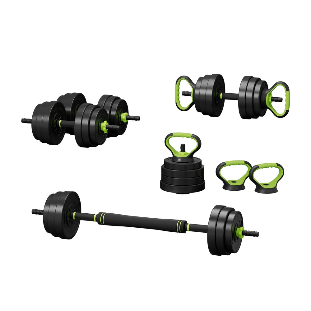 Everfit 25kg Adjustable Dumbbells Set Kettle Bell Weight Plates Barbells Gym-Sports & Fitness > Exercise, Gym & Fitness > Free Weights-PEROZ Accessories