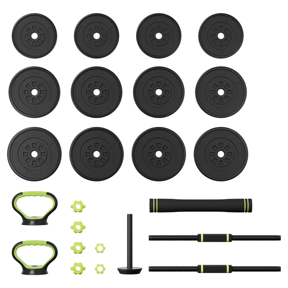 Everfit 25kg Adjustable Dumbbells Set Kettle Bell Weight Plates Barbells Gym-Sports & Fitness > Exercise, Gym & Fitness > Free Weights-PEROZ Accessories