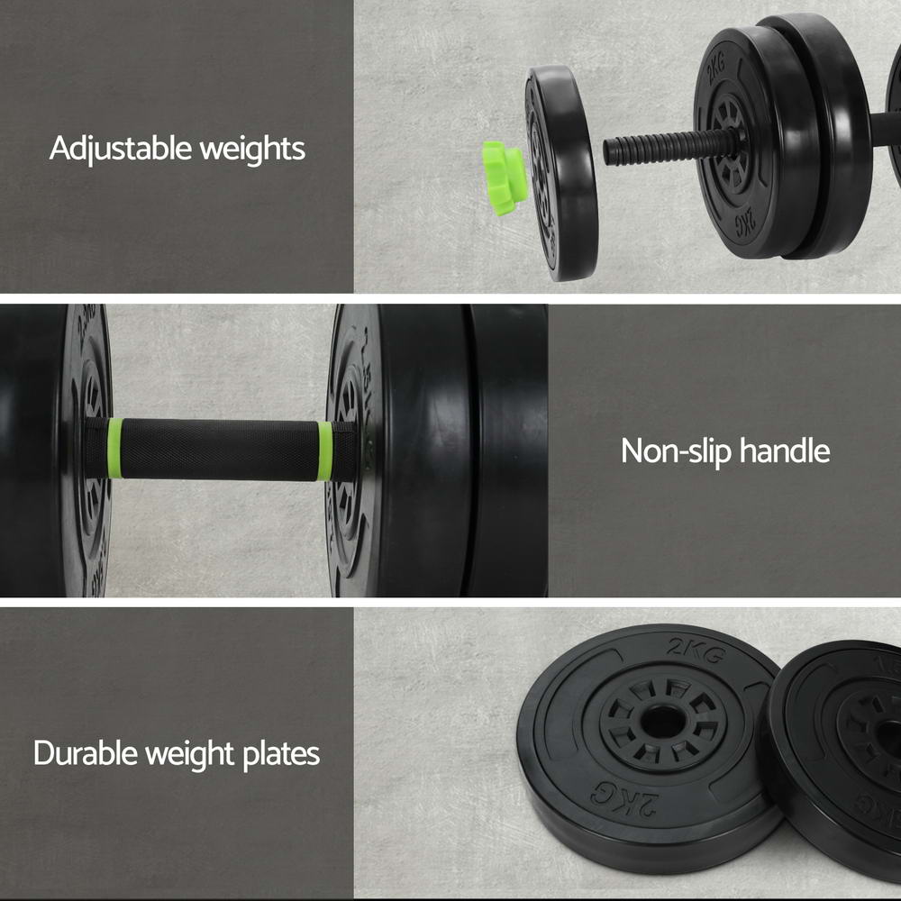 Everfit 25kg Adjustable Dumbbells Set Kettle Bell Weight Plates Barbells Gym-Sports & Fitness > Exercise, Gym & Fitness > Free Weights-PEROZ Accessories