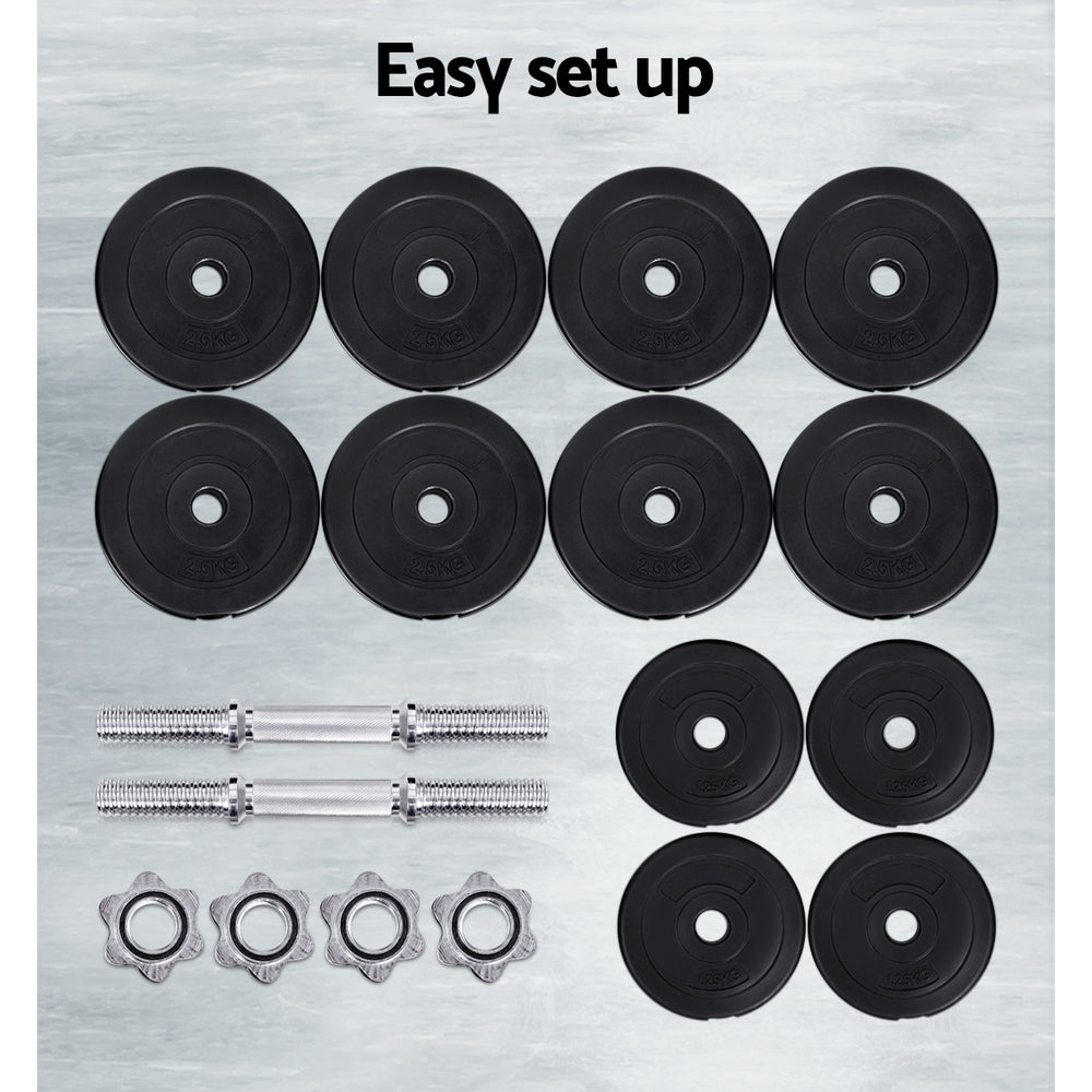 Everfit 30kg Dumbbell Set Weight Plates Dumbbells Lifting Bench-Sports & Fitness > Exercise, Gym & Fitness > Free Weights-PEROZ Accessories