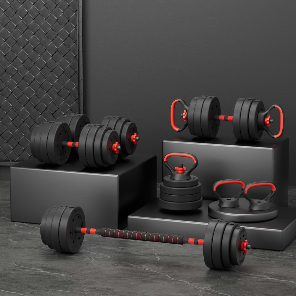 Everfit 40kg Adjustable Dumbbells Set Kettle Bell Weight Plates Barbells Gym-Sports & Fitness > Exercise, Gym & Fitness > Free Weights-PEROZ Accessories