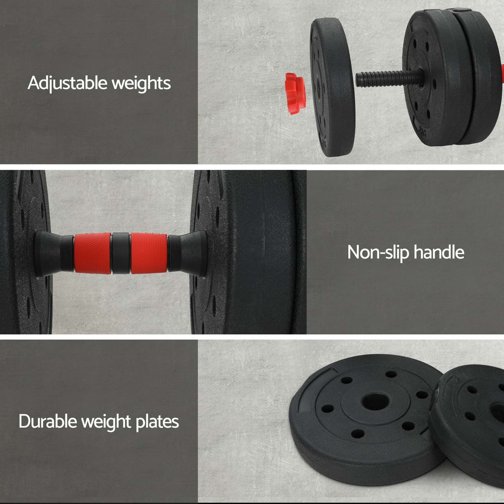 Everfit 40kg Adjustable Dumbbells Set Kettle Bell Weight Plates Barbells Gym-Sports & Fitness > Exercise, Gym & Fitness > Free Weights-PEROZ Accessories