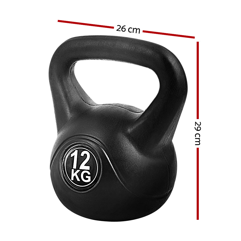 Everfit 12kg Kettlebell Set Weight Lifting Bench Dumbbells Kettle Bell Gym Home-Sports & Fitness > Exercise, Gym & Fitness > Weightlifting Machines & Racks-PEROZ Accessories