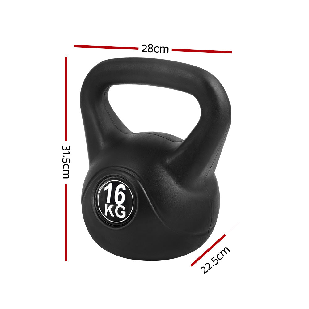 Everfit 16kg Kettlebell Set Weight Lifting Bench Dumbbells Kettle Bell Gym Home-Sports & Fitness > Exercise, Gym & Fitness > Free Weights-PEROZ Accessories