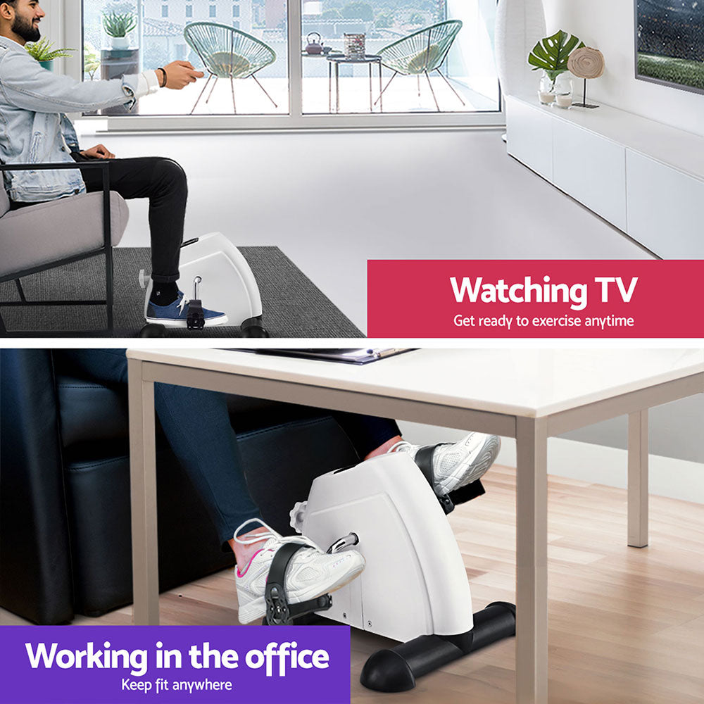 Everfit Pedal Exerciser Mini Exercise Bike Cross Trainer Under Desk Bike White-Sports & Fitness > Exercise, Gym & Fitness > Exercise Bikes-PEROZ Accessories