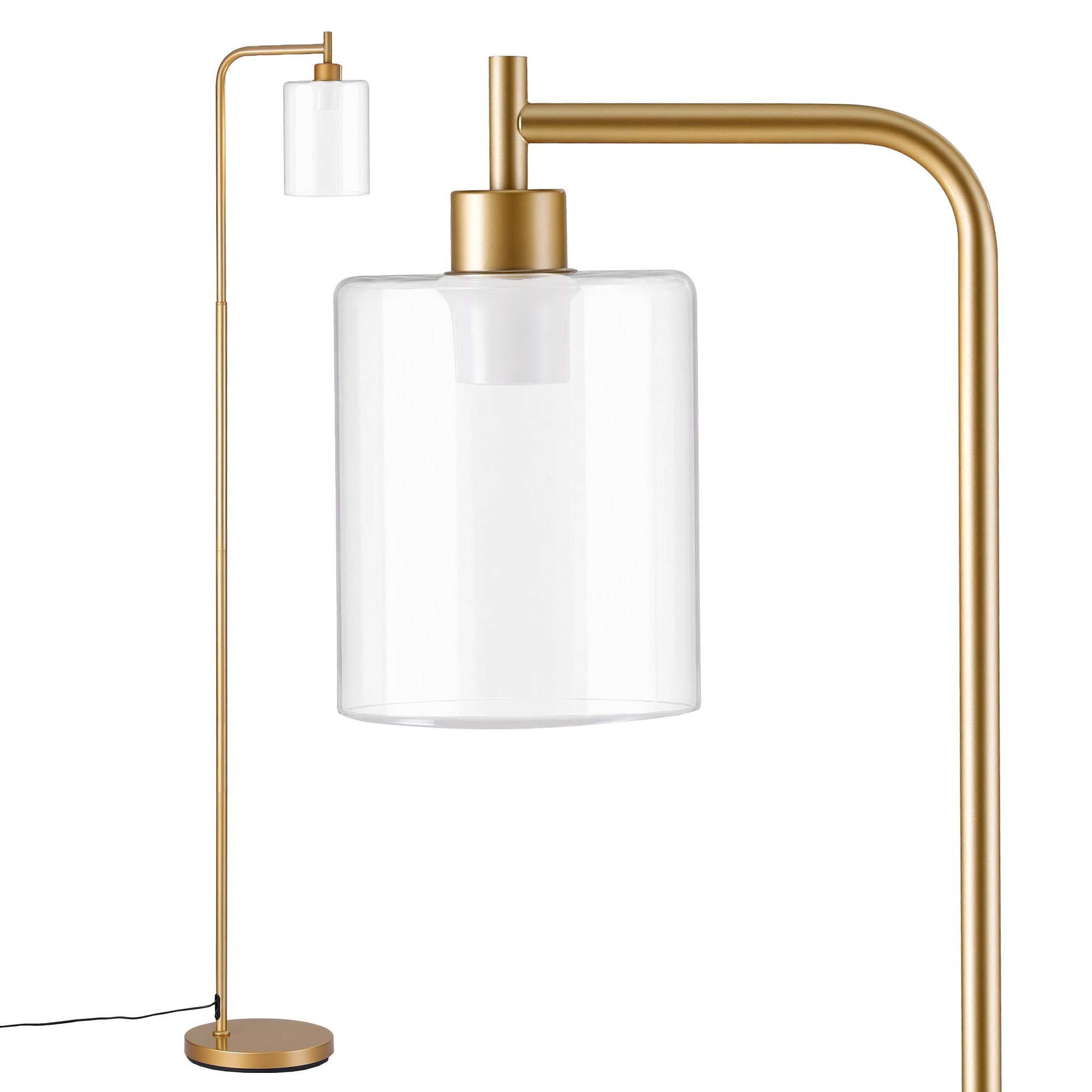 Artiss Floor Lamp Modern Industrial Standing Light with Clear Glass Shade, GoldMetal Tall Lamp for Living Room, Bedroom & Office, Anti-Tipping Weighted Base & Foot Switch (Bulb Not Included)
