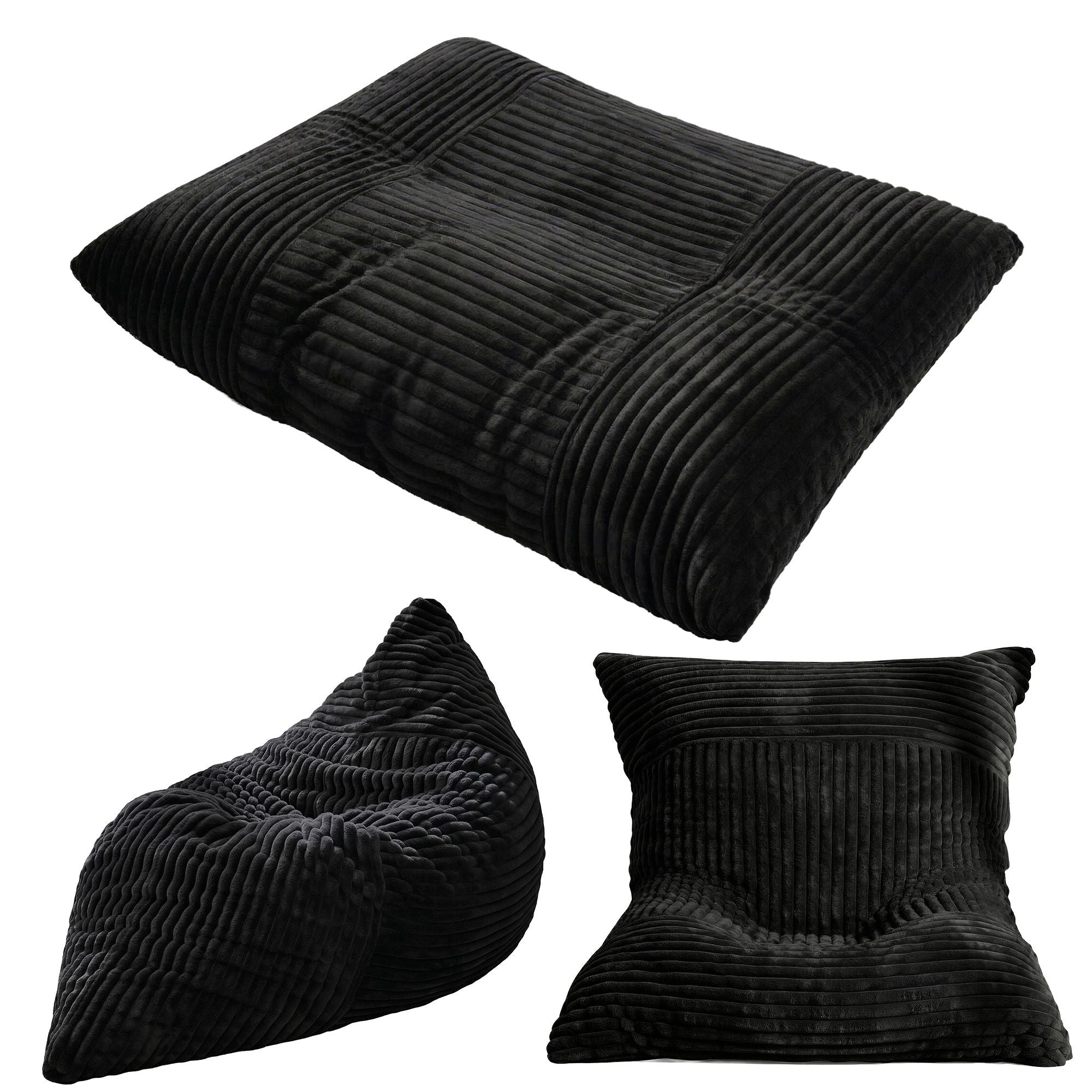 Artiss 3-in-1 Bean Bag Chair for Living Room Convertible Floor Sofa Dark Grey-Furniture > Bar Stools & Chairs > Arm Chairs & Recliners-PEROZ Accessories