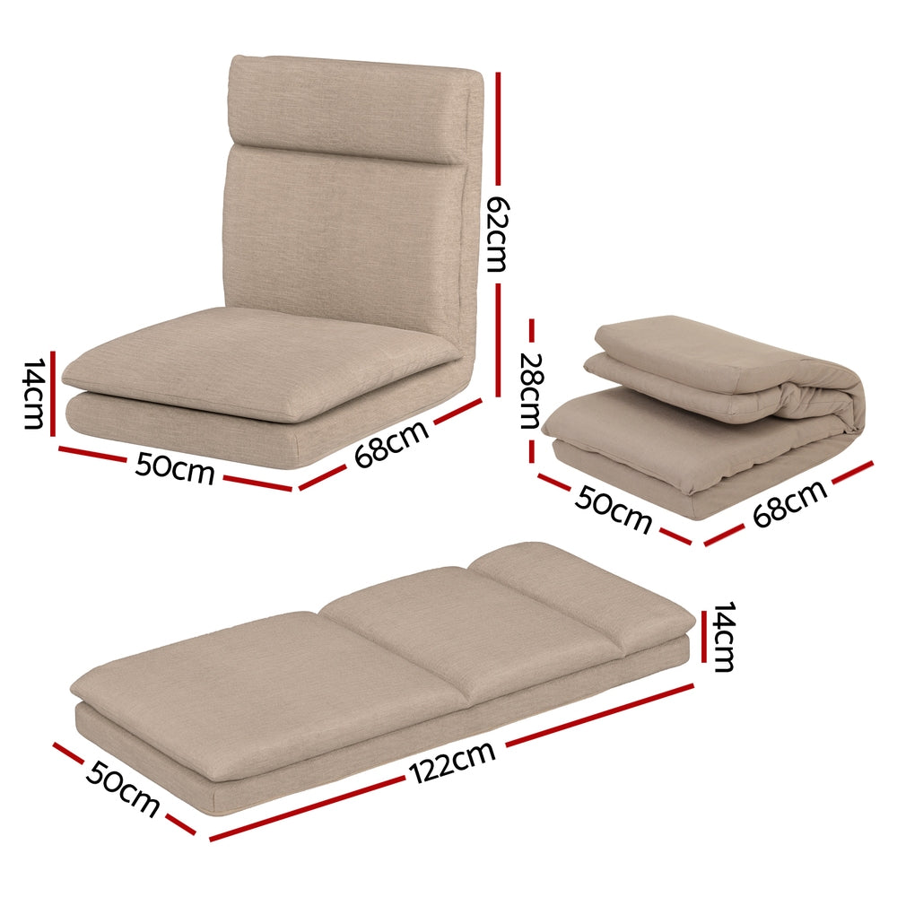 Artiss Floor Lounge Sofa Bed 1 Seater Linen Beige-Furniture > Living Room-PEROZ Accessories