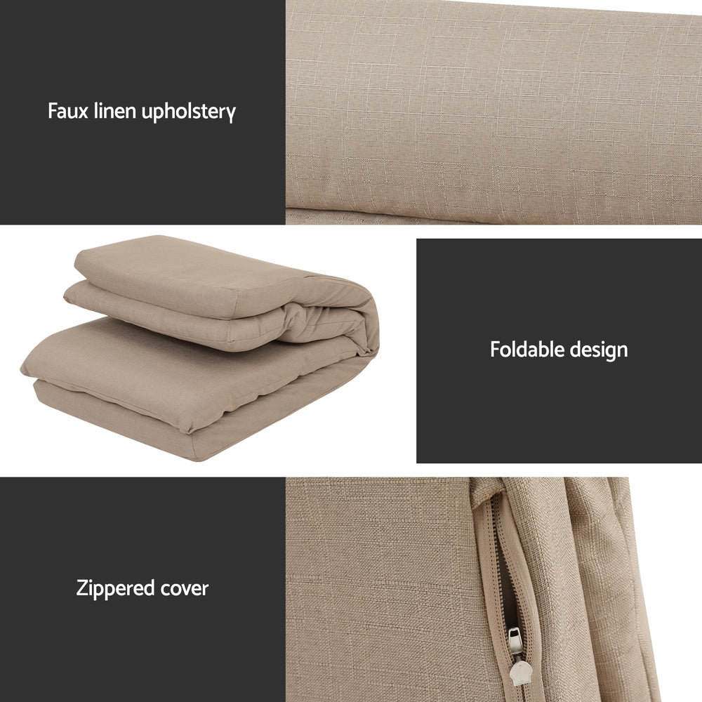 Artiss Floor Lounge Sofa Bed 1 Seater Linen Beige-Furniture > Living Room-PEROZ Accessories