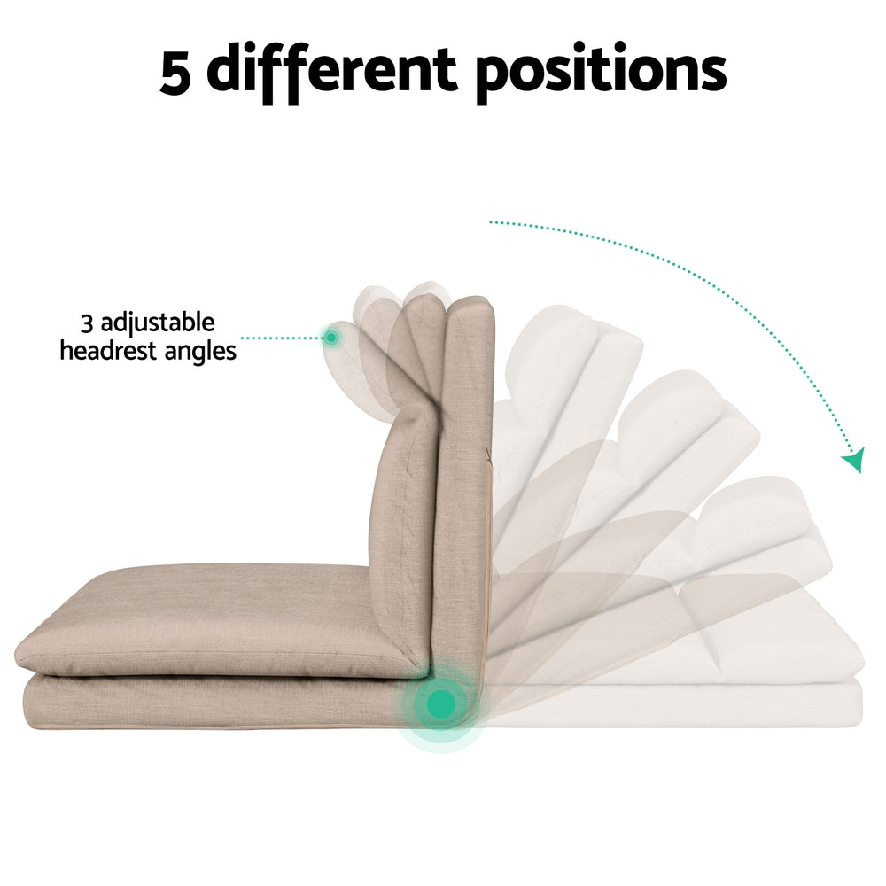 Artiss Floor Lounge Sofa Bed 2 Seater Linen Beige-Furniture > Living Room-PEROZ Accessories