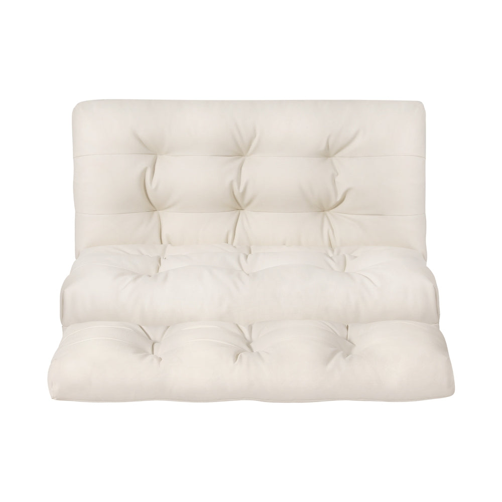 Artiss Floor Lounge Sofa Bed 2 Seater Pillow Leather White-Furniture > Living Room-PEROZ Accessories