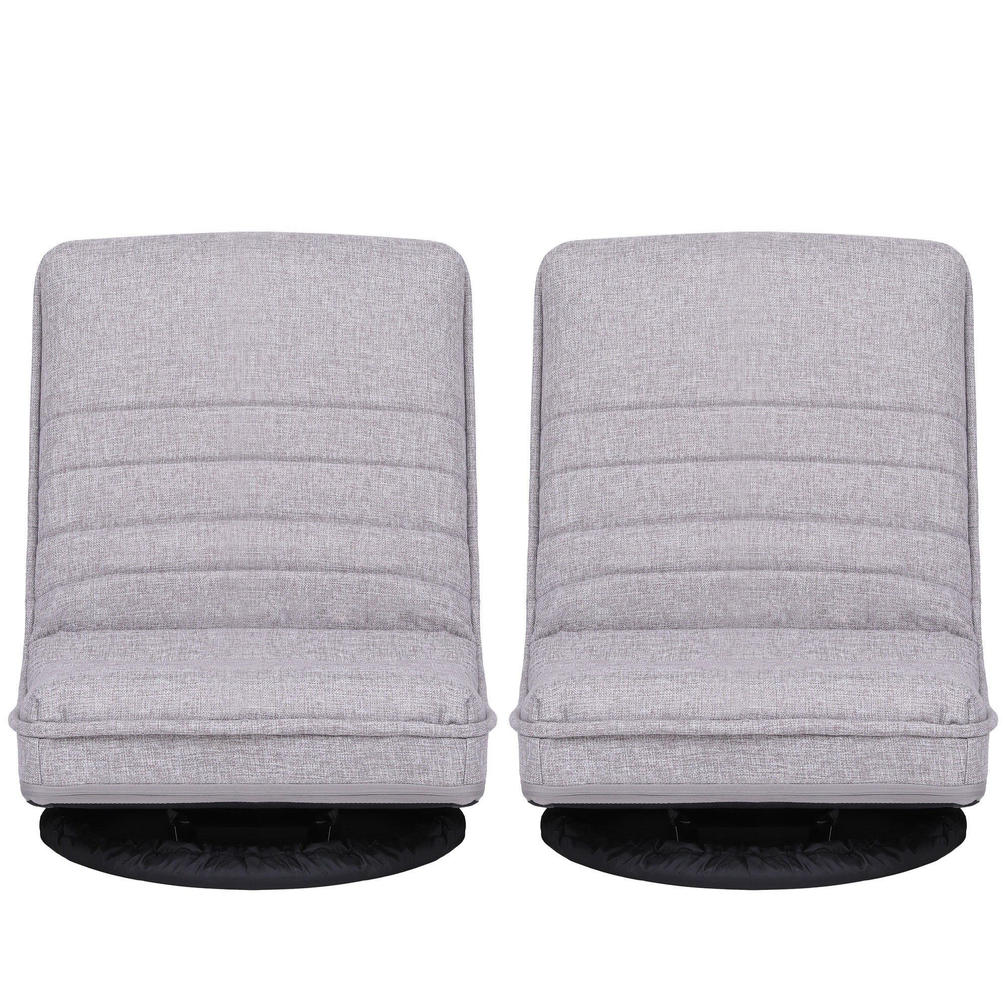 Artiss 2 Swivel Floor Chair 360 Adjustable Foldable Lounge Seat Floor Sofa Chair Grey-Furniture > Bar Stools & Chairs > Arm Chairs & Recliners-PEROZ Accessories
