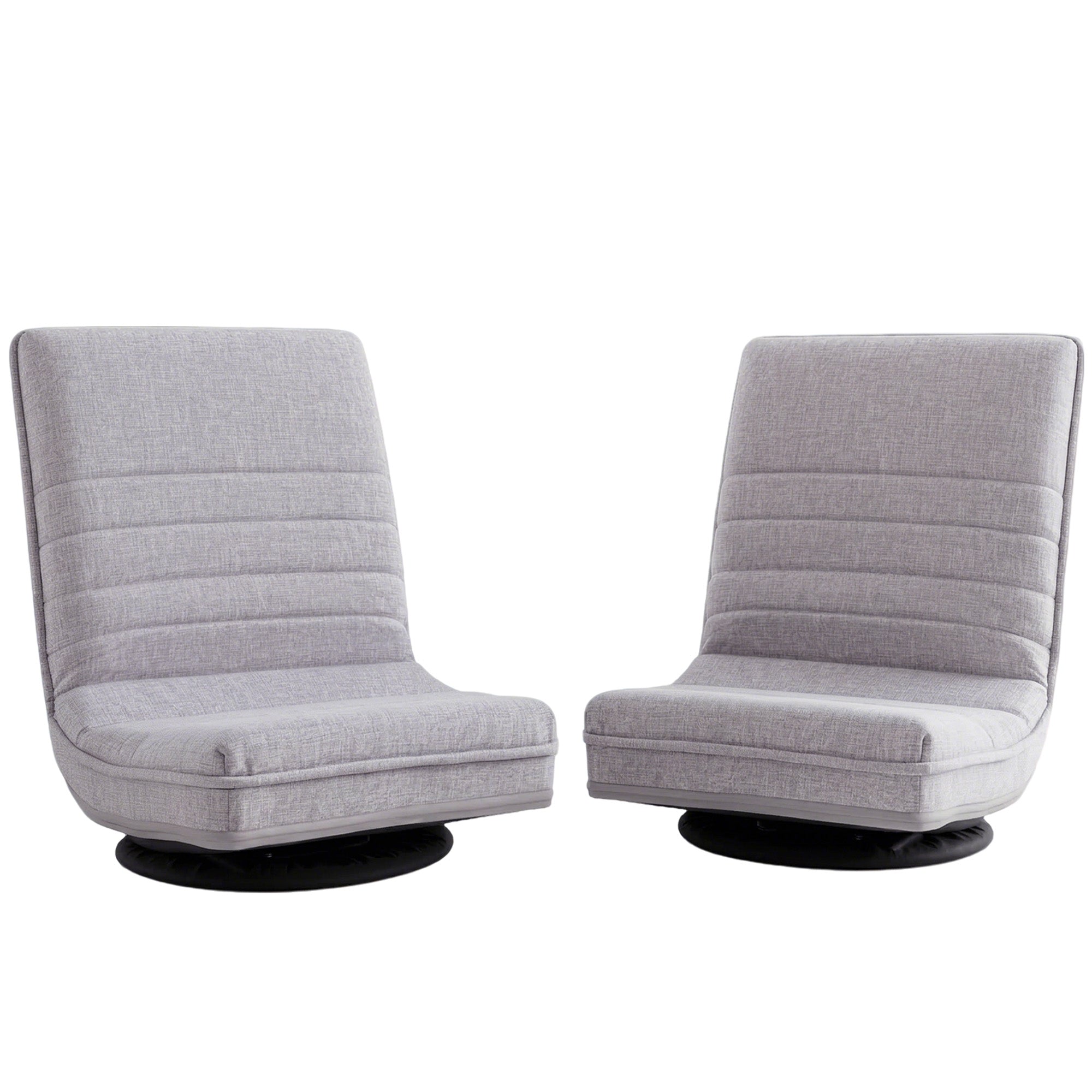 Artiss 2 Swivel Floor Chair 360 Adjustable Foldable Lounge Seat Floor Sofa Chair Grey-Furniture > Bar Stools & Chairs > Arm Chairs & Recliners-PEROZ Accessories