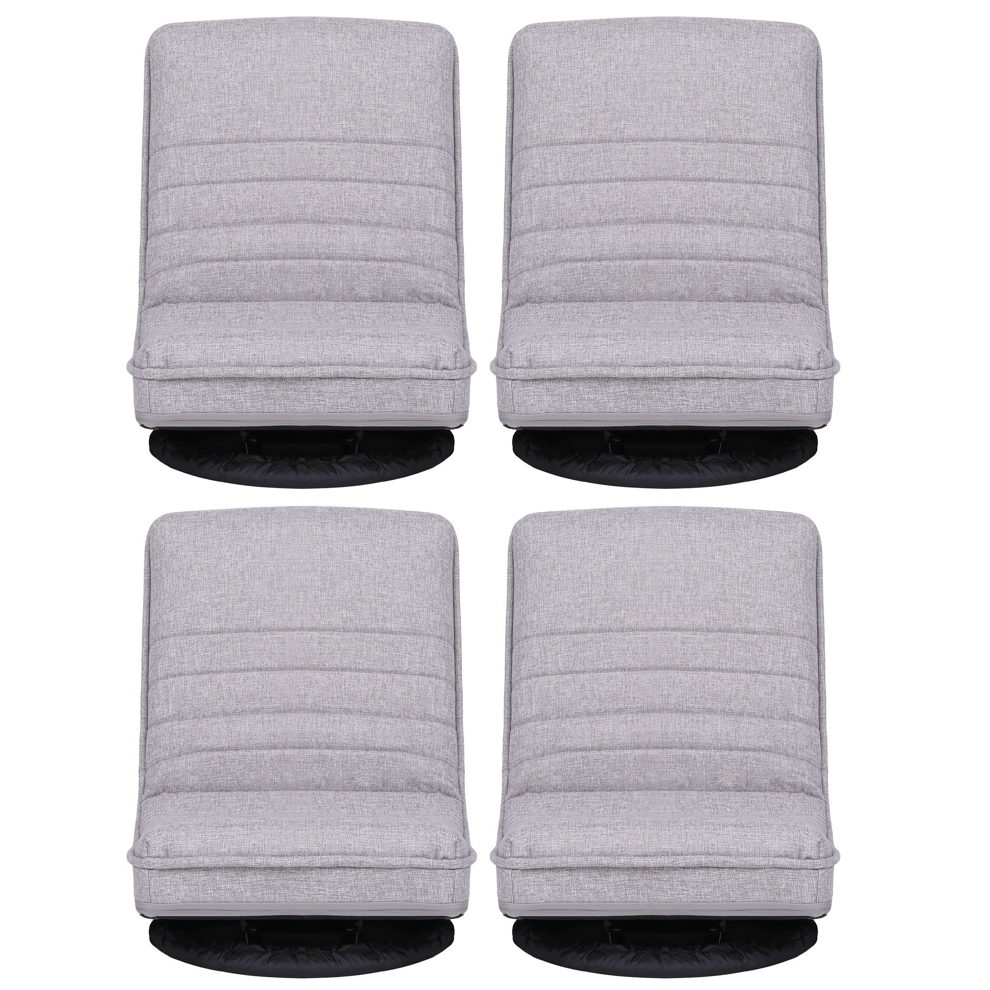 Artiss 4PCS Swivel Floor Chair 360 Adjustable Foldable Lounge Seat Floor Sofa Chair Grey-Furniture > Bar Stools & Chairs > Arm Chairs & Recliners-PEROZ Accessories