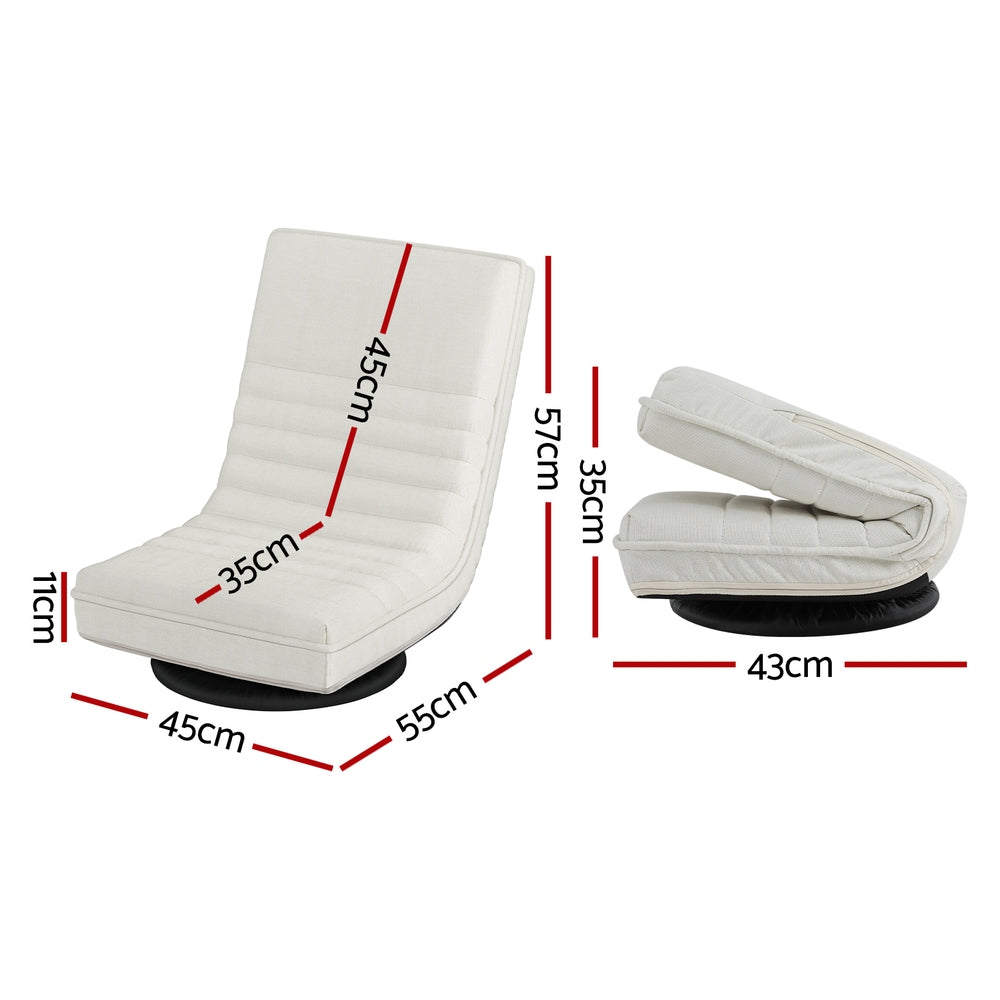 Artiss Floor Lounge Sofa Swivel Foldable Linen White-Furniture > Living Room-PEROZ Accessories