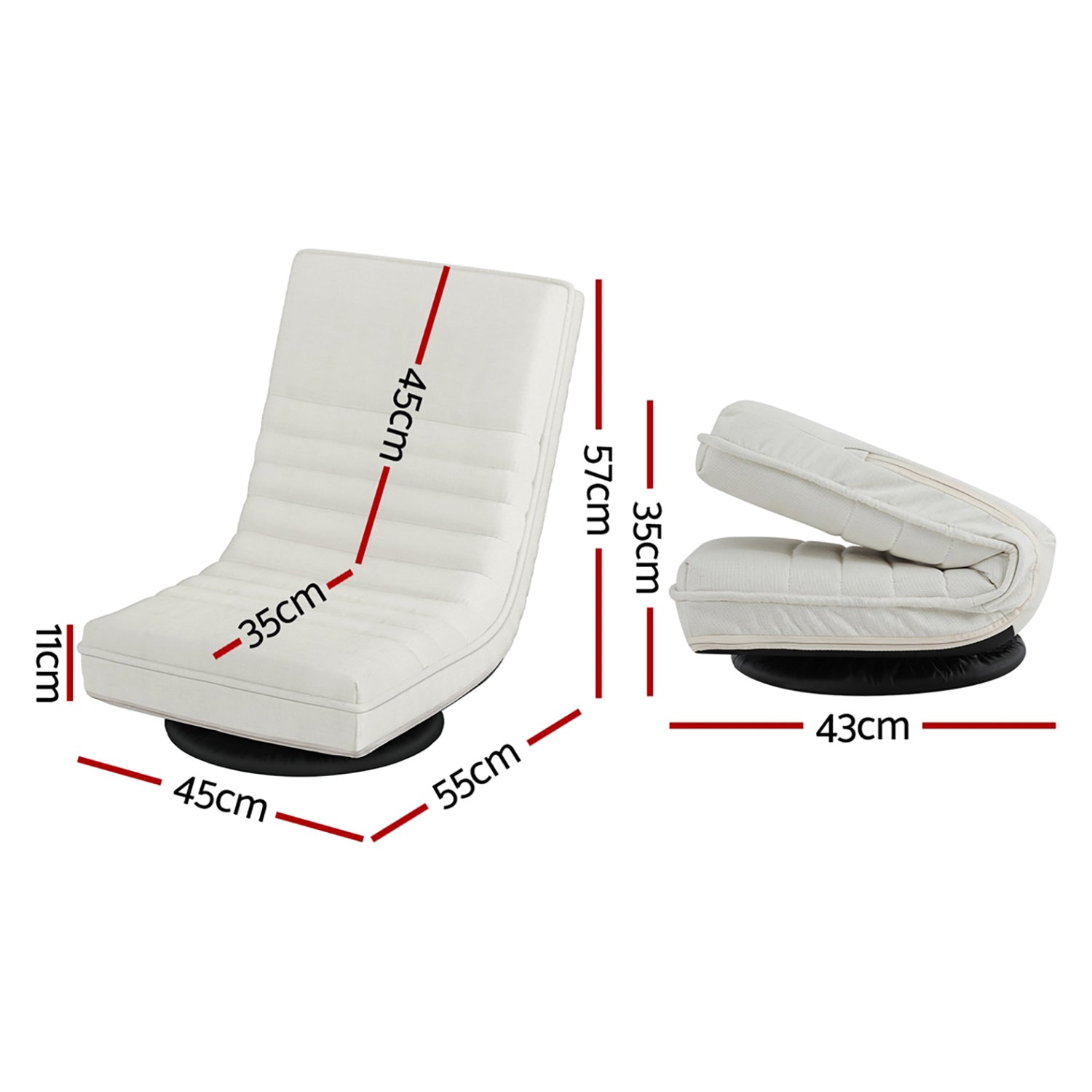 Artiss 2XFloor Chair Lounge Sofa Swivel Foldable Linen White-Furniture > Bar Stools & Chairs > Arm Chairs & Recliners-PEROZ Accessories