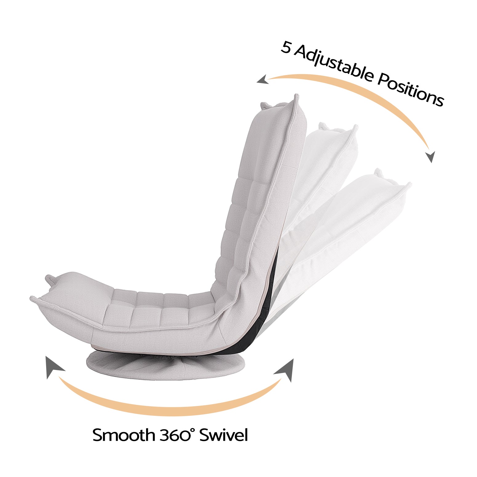 Artiss Swivel Floor Chair 5 Adjustable Foldable Lounge Seat Floor Sofa Chair Grey-Furniture > Bar Stools & Chairs > Arm Chairs & Recliners-PEROZ Accessories