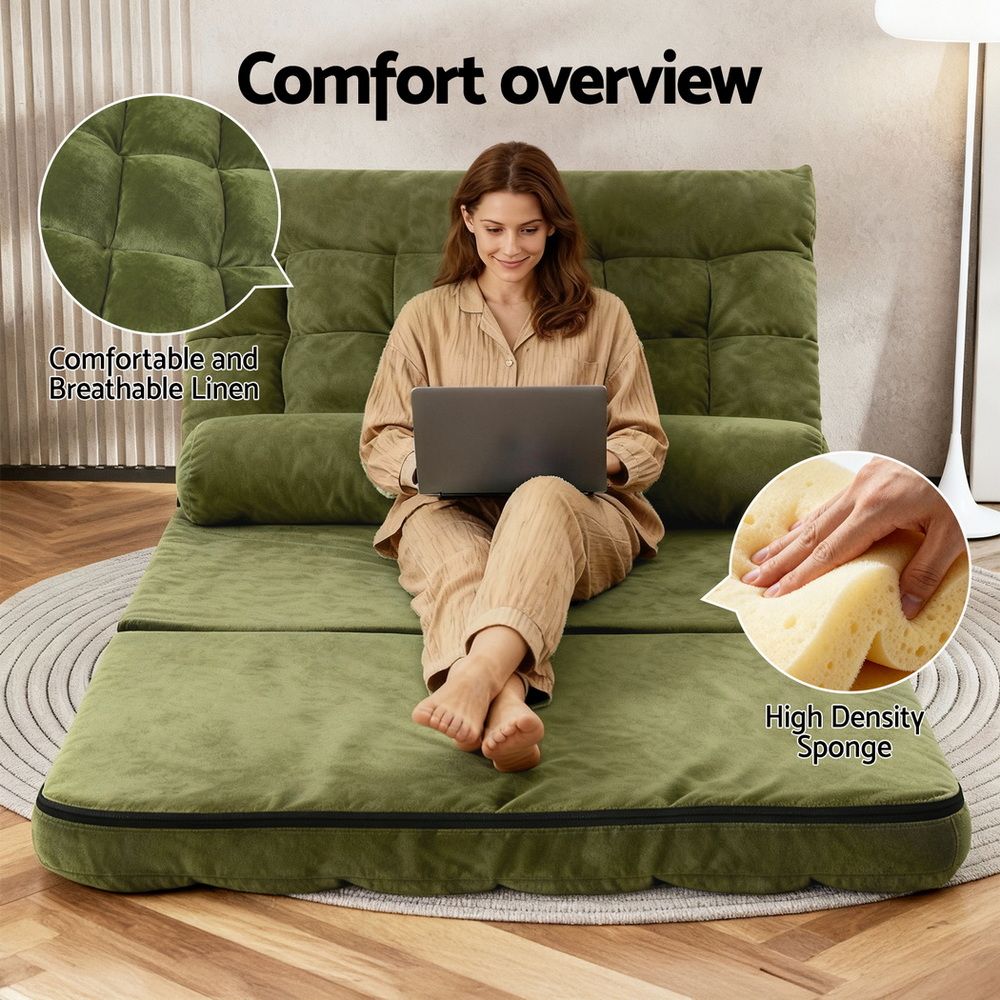 ArtissLounge Sofa Bed 2 seater Green Fabric-Furniture > Bar Stools & Chairs > Arm Chairs & Recliners-PEROZ Accessories