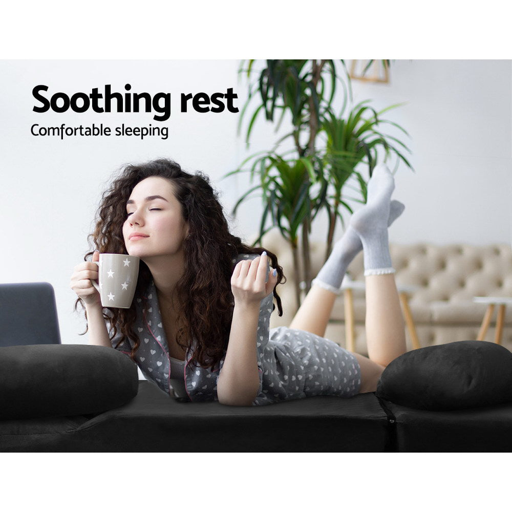 Artiss Lounge Sofa Bed 2-seater Charcoal Suede-Furniture > Living Room-PEROZ Accessories