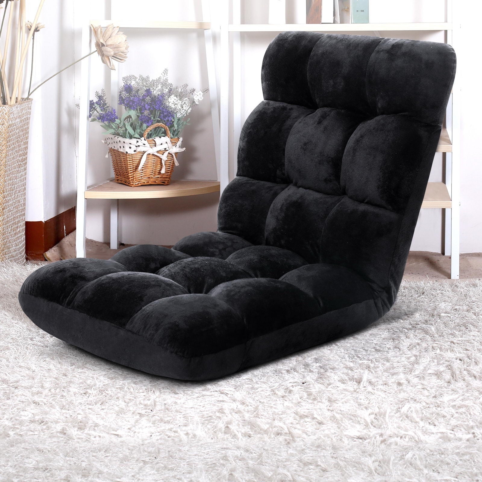 Artiss 4X Lounge Sofa Bed Flannel Fabric Black-Furniture > Bar Stools & Chairs > Arm Chairs & Recliners-PEROZ Accessories