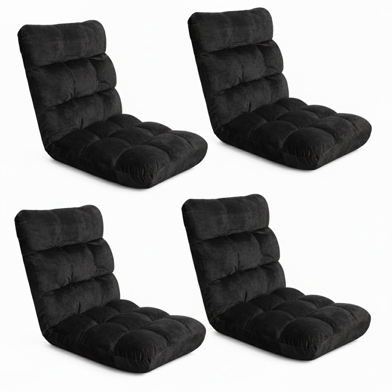 Artiss 4X Lounge Sofa Bed Flannel Fabric Black-Furniture > Bar Stools & Chairs > Arm Chairs & Recliners-PEROZ Accessories